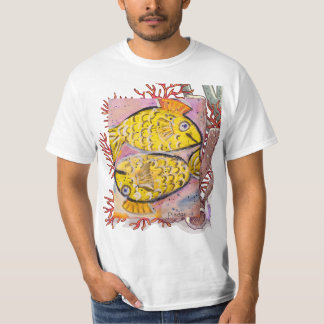 T-shirt playera con acuarela original digitalizada pisces