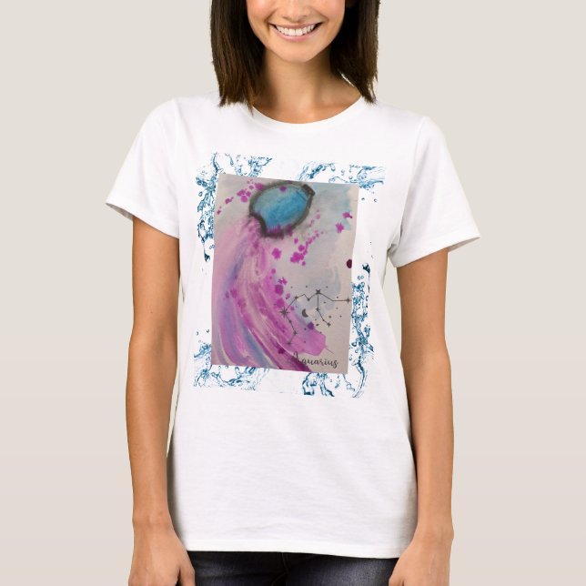 T-shirt playera con dibujo original zodiaco acuario (Devant)