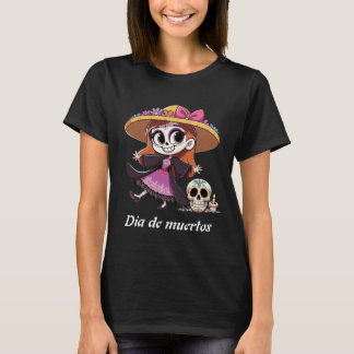 T-shirt Playera negra mujer catrina
