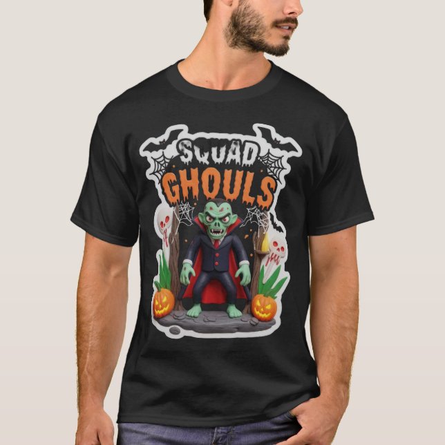 T-shirt Playful Halloween design featuring vampire pumpkin (Devant)