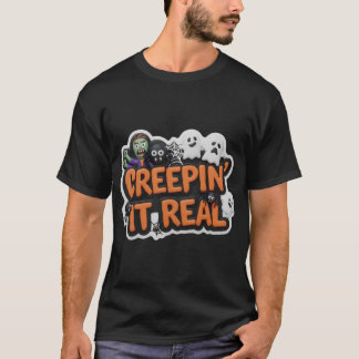 T-shirt Playful Halloween graphic with zombie ghosts spide