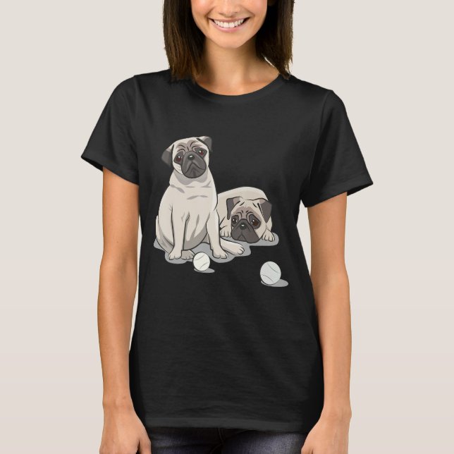 T-shirt Playful Pug Design (Devant)