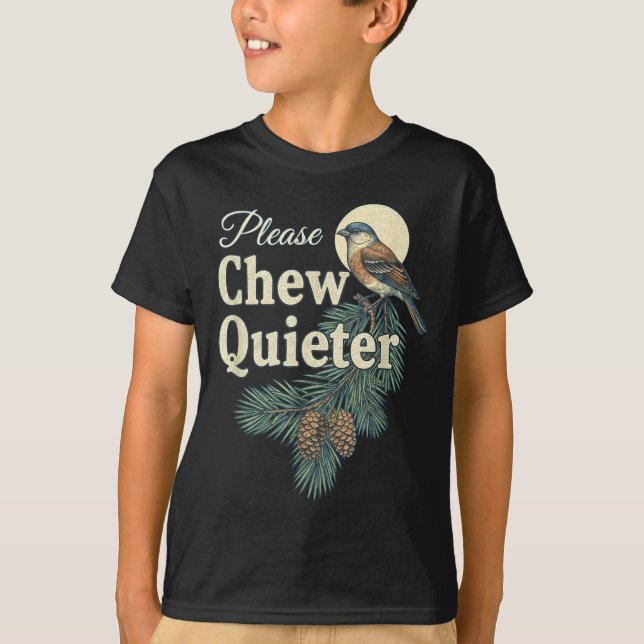 T-shirt Please Chew Quieter Christmas Funny Novelty  (Devant)