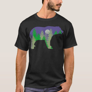 T-shirt Plein air ours noir de la wilderness camping rando