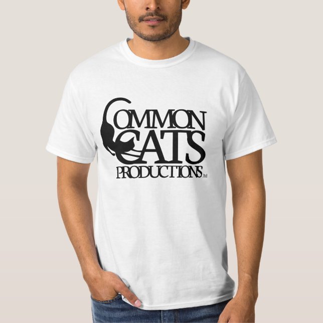 T-shirt Plein noir de logo de chats communs (Devant)