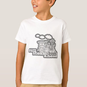 T-shirt Plein vapeur devant loco train orange enfants t-sh