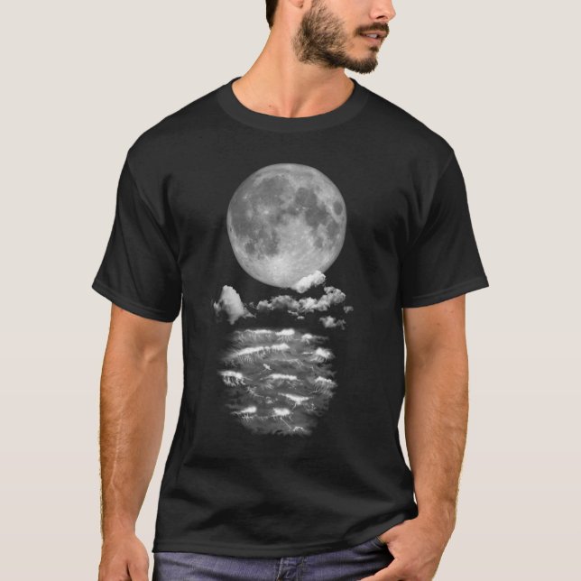 T-shirt Pleine lune au-dessus de l'océan (Devant)