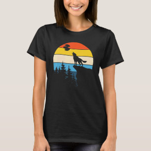 T-shirt Pleine lune de prédateur animal de la forêt rétro