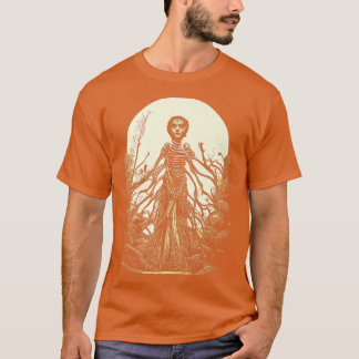 T-shirt Pleine lune d'horreur artistique de la fille maman