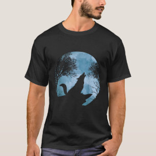 T-shirt Pleine lune Howling Forêt Animaux Lune cadeau