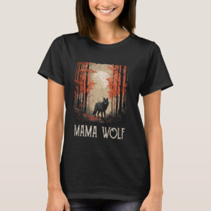 T-shirt Pleine lune Mère Grunge Forêt Femmes Mama Wolf