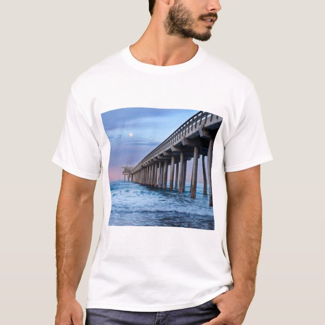 T-shirt Pleine lune sur la jetée, Californie (Devant)