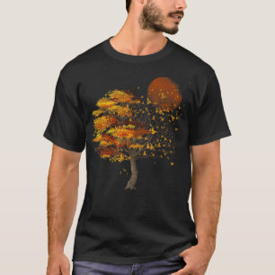 T-shirt Pleine lune Volée D'Oiseaux Arbre Faune Extérieure