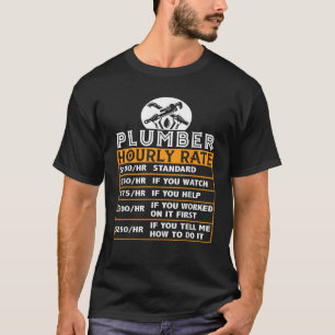 T-shirt Plomber Taux Horaire Graphique Prix Plomber Drôle 