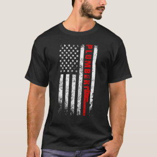 T-shirt Plombier Drapeau américain Clé à tuyau artisan plo