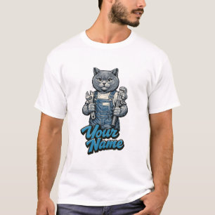 T-shirt Plombier personnalisé avec un chat mignon Scottish
