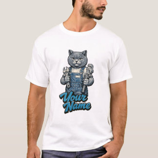 T-shirt Plombier personnalisé avec un chat mignon Scottish