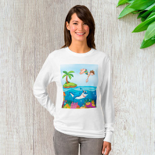 T-shirt Plongée Dans L'Océan Aimable Requin Coral Reef