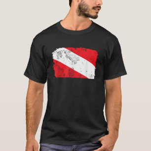 T-shirt Plongée Plongée Diver Drapeau Distressed Mer Océan