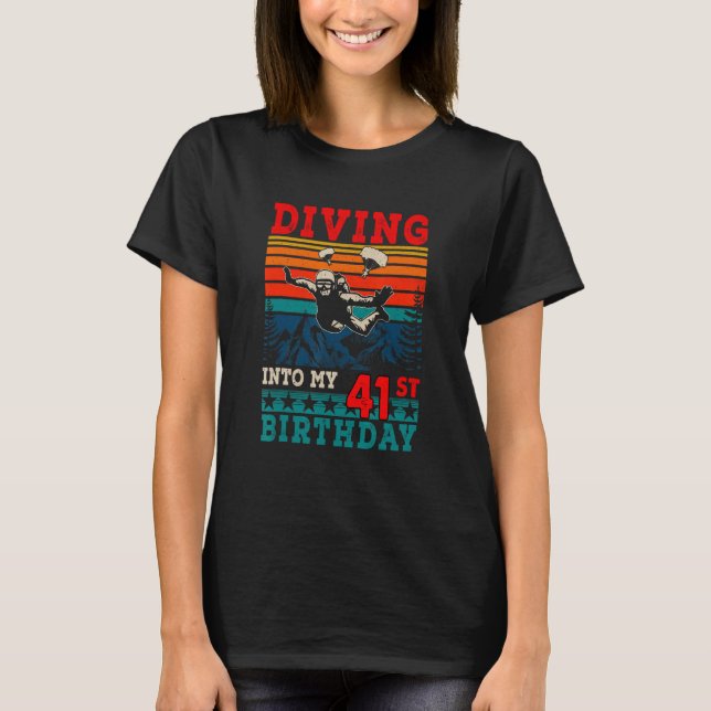 T-shirt Plongée Rétro Dans Mon 41e Anniversaire Skydiving (Devant)
