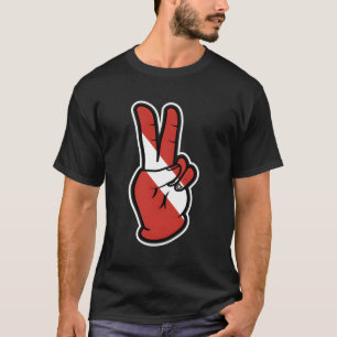 T-shirt Plongée Sous-Marine Gear Love Peace And Dive Drape