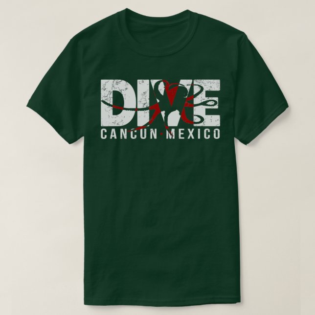 T-shirt PLONGER Cancun Mexique SCUBA PLONGÉE Octopus (Design devant)