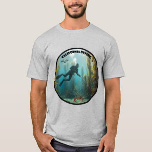 T-shirt Plongeur en apnée en Californie avec du varech et