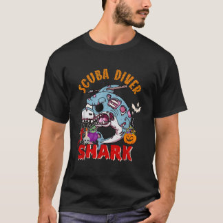 T-shirt Plongeur Scuba Requin Halloween Requin Horreur Zom