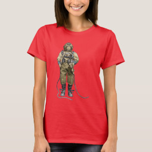 T-shirt Plongeur vintage avec casque de plongée et lumiè