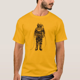 T-shirt Plongeur vintage avec le casque et l'équipement d