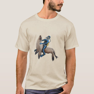 T-shirt Plongeur vintage avec un Lion de Mer