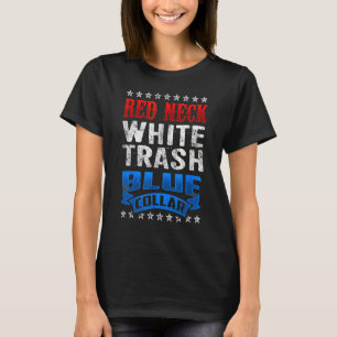 T-shirt Plouc Blanc Déchets Bleu Col Bleu Plouc