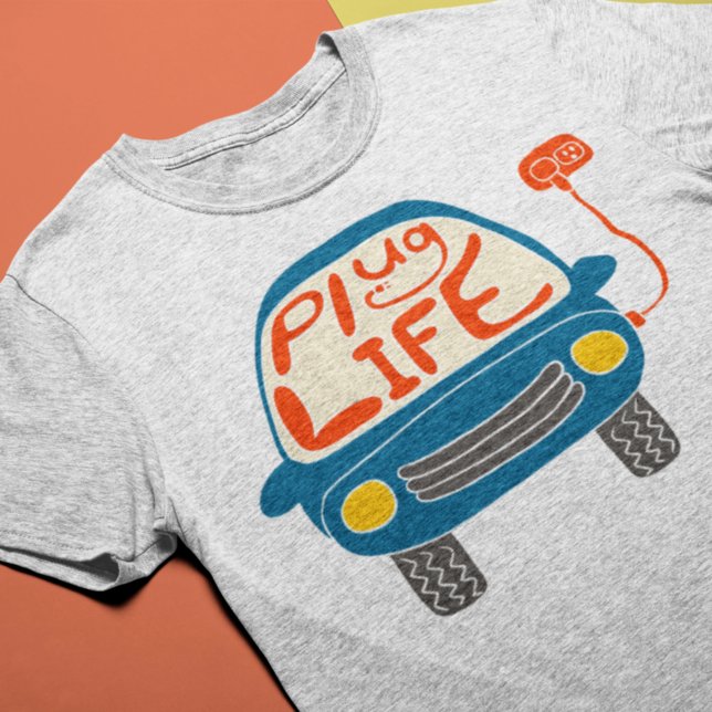 T-shirt Plug Life Cute Blue Electric Voiture Graphic (Créateur téléchargé)