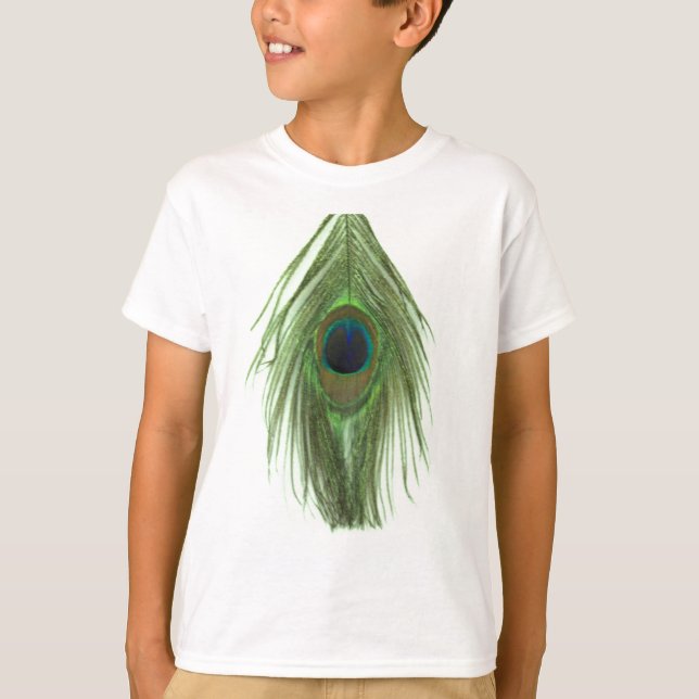 T-shirt Plume verte D de paon (Devant)