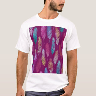 T-shirt Plumes colorées : motif arrière - plan violet.