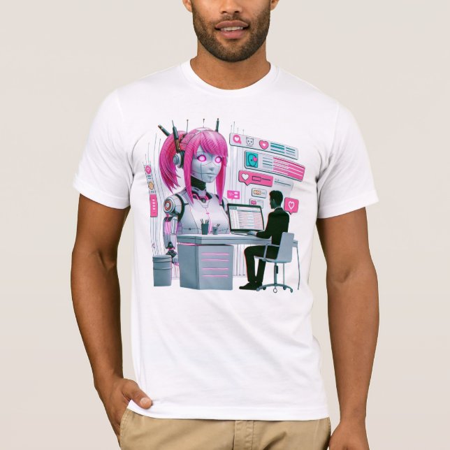 T-shirt Plus 萌 え J'Aime Les Chatbots Ai Robots Conception  (Devant)