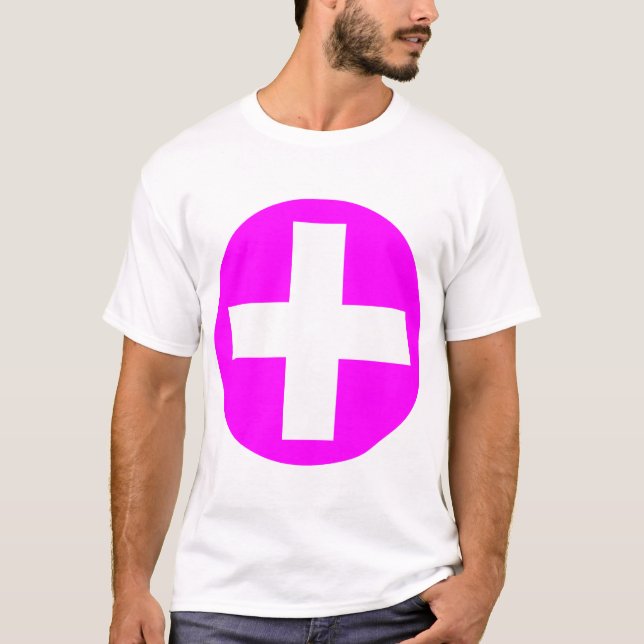 T-shirt Plus Connectez-vous en blanc avec Magenta (Devant)