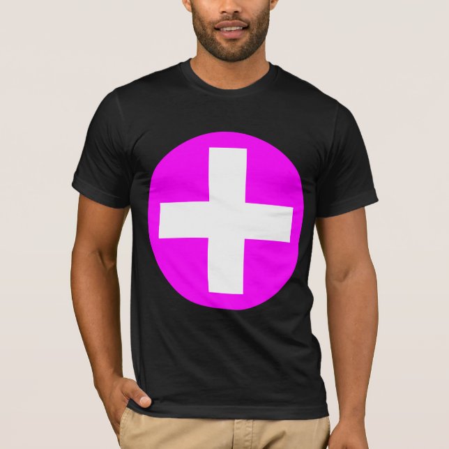 T-shirt Plus Connectez-vous en blanc avec Magenta (Devant)