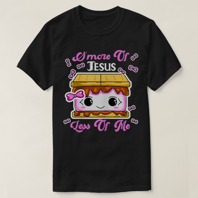 T-shirt Plus De Jésus Moins De Moi A FillesFemmes Camping  (Design devant)