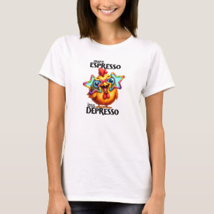 T-shirt Plus espresso moins dépresso poulet hilarant
