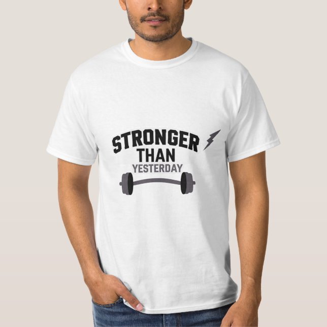 T-shirt Plus Fort Que Hier Motivational Fitness Gym (Devant)