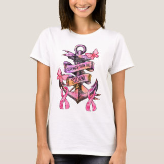 T-shirt Plus Forte Que L'Ancre De Tempête Cancer Du Sein C