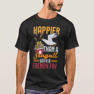 T-shirt Plus Heureux Qu'Un Goéland D'Ornithologie D'Oiseau