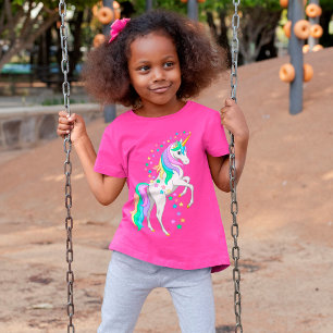 T-shirt Plutôt Rearing Rainbow Unicorn Falling Stars