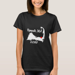 T-shirt Plymouth MA 02360 MASS Massachusetts State Map Sou