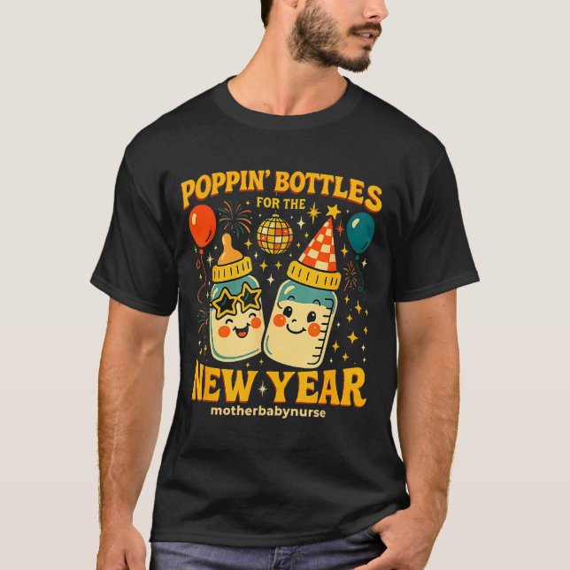 T-shirt Pn Bottles New Year Mother Baby Nicu Nurse Celebra (Devant)