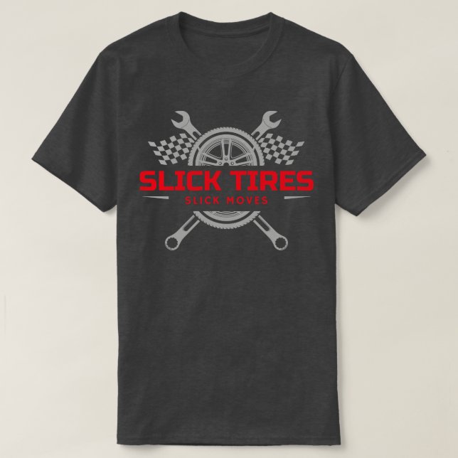 T-shirt Pneus à fente Déplacement de la clé À damiers Drap (Design devant)
