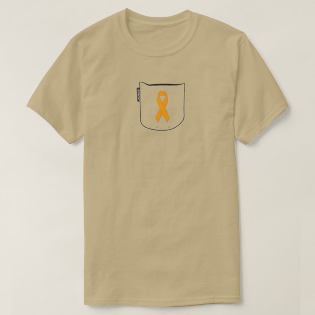 T-shirt Poche à ruban orange de sensibilisation à la leucé (Design devant)
