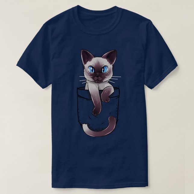 T-shirt Poche Cuite Siamese Chat Kitten (Design devant)