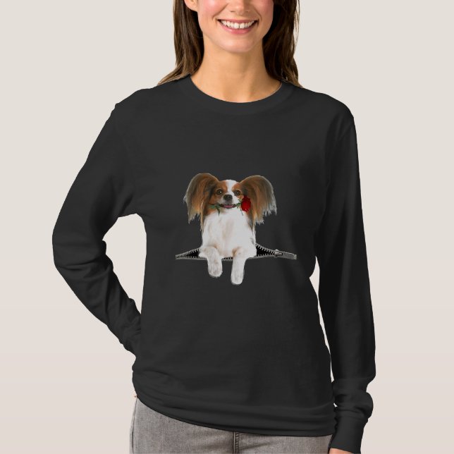 T-shirt Poche de Chien Zipper Rose Papillon (Devant)